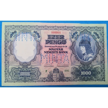 1927-es 1000 pengős minta bankjegy eladó