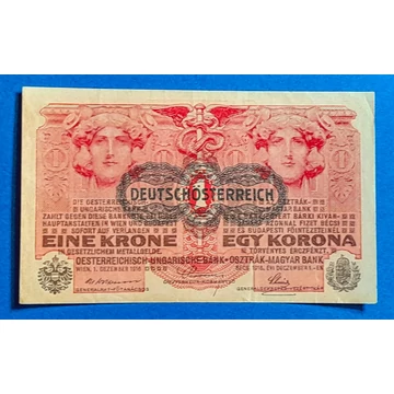1916. 1 Korona F+ "DEUTSCHÖSTERREICH" felülbélyegzéssel