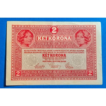 1917. 2 Korona VF+ "DEUTSCHÖSTERREICH" felülbélyegzéssel