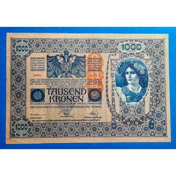 1902. 1.000 Korona  VF "DEUTSCHÖSTERREICH" felülbélyegzéssel