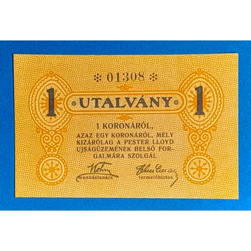 1919.  1 Korona UNC Pester Lloyd