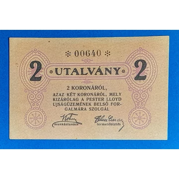 1919.   2 Korona UNC Pester Lloyd