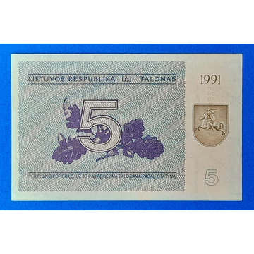 1991.   5 Talonas UNC