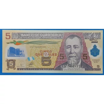 2010. 5 Quetzales UNC Polymer