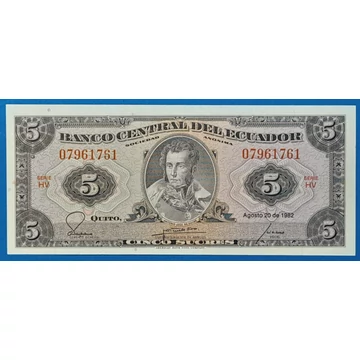 1982. 5 Sucres UNC