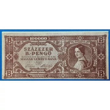 1946.   100.000 B-Pengő EF Reklám pénz MDP