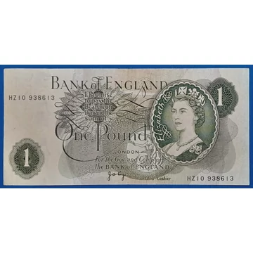 Brit 1 fontos bankjegy előoldala - II. Erzsébet királynő portréja