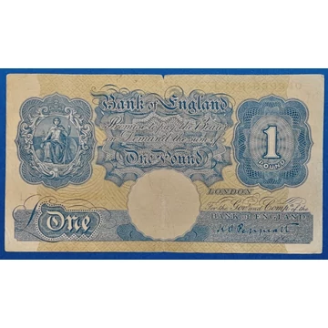 Brit 1 fontos bankjegy előoldala - Britannia ülő alakja
