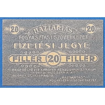 1920.   20 fillér EF Háztartás szükségpénz