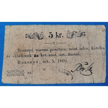 5 Krajcár VG+ Rozsnyó város