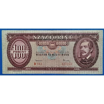 1962.10.12 100 Forint  VF "gömbölyű szárú hármas"