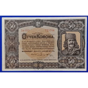 1920.  50 Korona AUNC  Orell Füssli nyomdahely jelöléssel