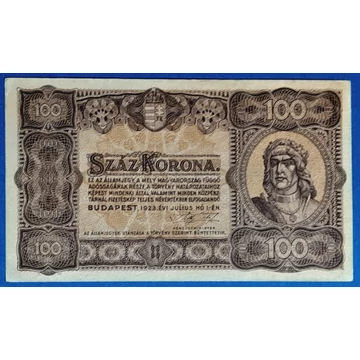 1923.   100 Korona UNC "kis alakú" nyomdahely nélküli