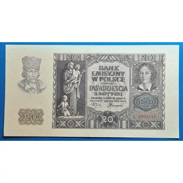 1940.  20 Złotych EF