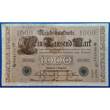 1910. 1.000 Mark VF