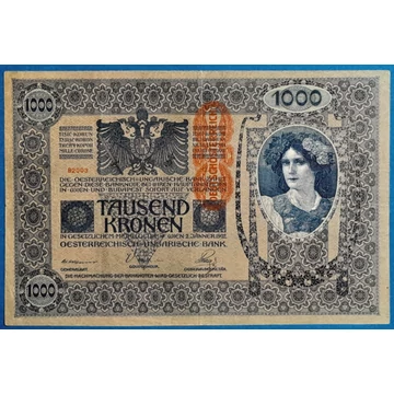 1902. 1.000 Korona F "DEUTSCHÖSTERREICH" felülbélyegzéssel