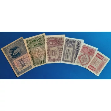 1922. 6 db-os Osztrák-Magyar Korona sor  UNC-VF