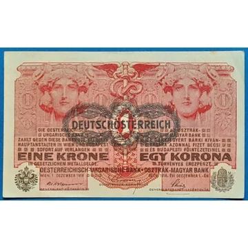 1916. 1 Korona EF "DEUTSCHÖSTERREICH" felülbélyegzéssel
