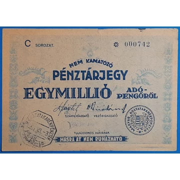 1946. 1.000.000 Adópengő F, vízjeles papíron