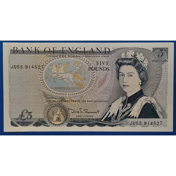 Brit 5 fontos bankjegy előoldala - II. Erzsébet királynő