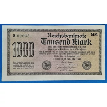 1922. 1.000 Mark F+ "zöld" számozás