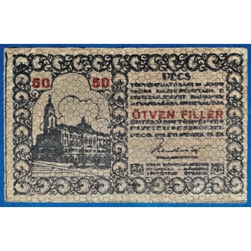 1919. 50 Fillér VF Pécs város