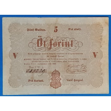 1848.  5 Forint  VF- Kossuth barna változat debreceni kiadás
