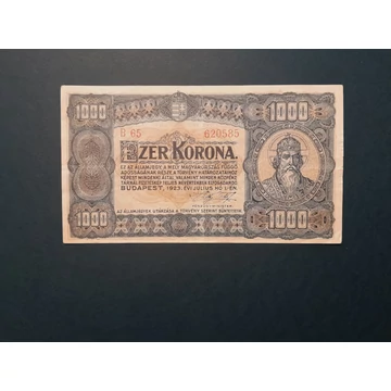 1923.  1.000 Korona F "kis alakú" Nyomdahely nélküli
