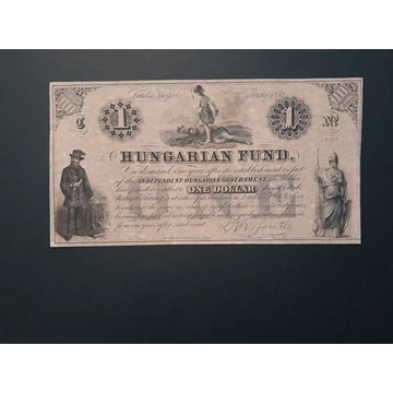 1852. 1 Dollar UNC Kossuth 1 Dollár piros színű kézzel írt számozás