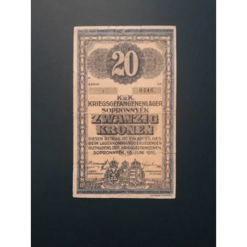 Sopronnyék 1916. 20 Korona VG arab sorszámmal