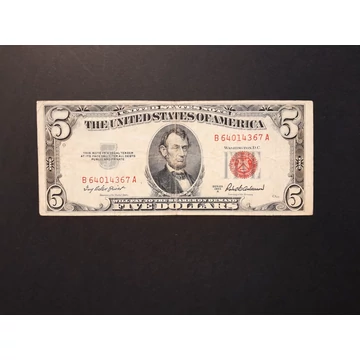 1953. 5 Dollár VF-  Piros pecséttel