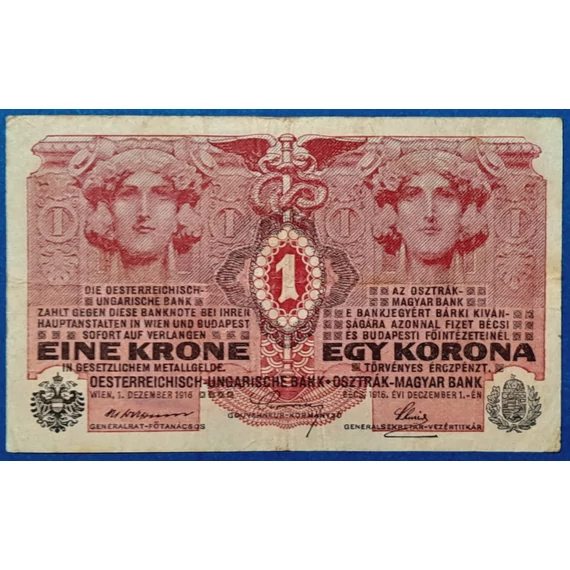 1916. 1 Korona F "Csongrád vármegye" felülbélyegzéssel