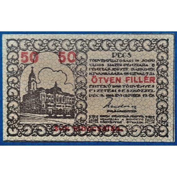 1919. 50 Fillér UNC Pécs város