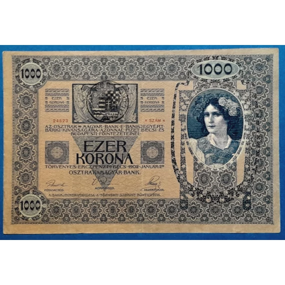 1902. 1.000 Korona VF "Román felülbélyegzéssel"