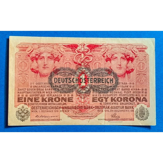 1916. 1 Korona F+ "DEUTSCHÖSTERREICH" felülbélyegzéssel