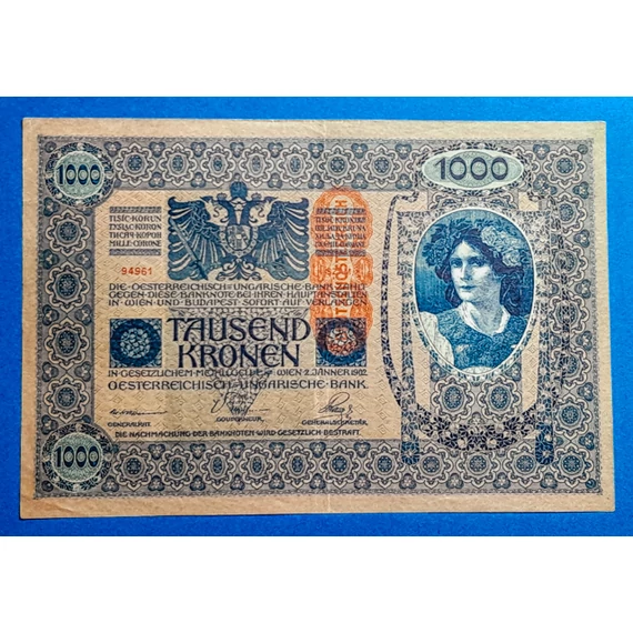 1902. 1.000 Korona  VF "DEUTSCHÖSTERREICH" felülbélyegzéssel