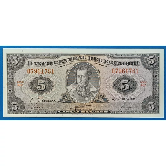 1982. 5 Sucres UNC