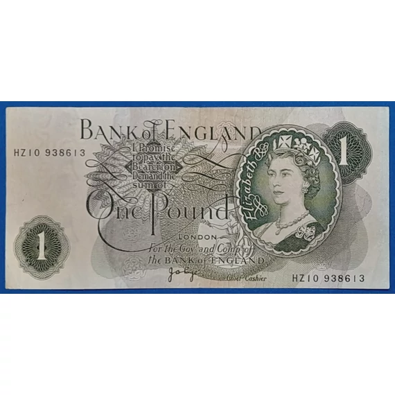 Brit 1 fontos bankjegy előoldala - II. Erzsébet királynő portréja