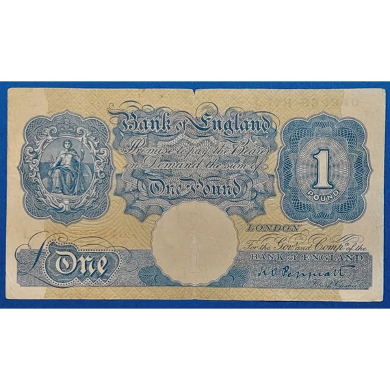 Brit 1 fontos bankjegy előoldala - Britannia ülő alakja