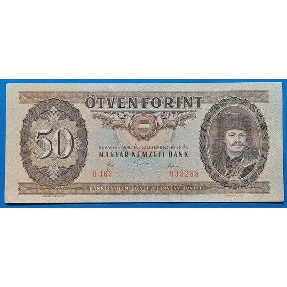 1980.09.30.  50 Forint  VF