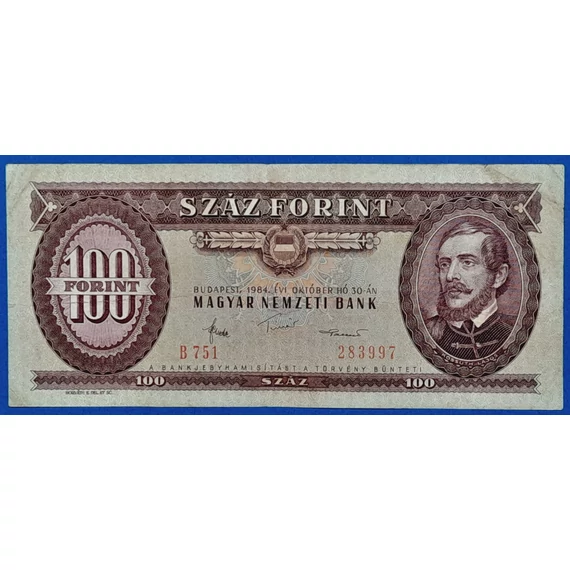 1984.10.30. 100 Forint F " fordított hátlap"