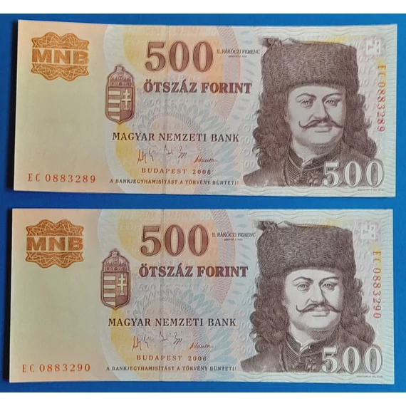 2006. 500 Forint UNC sorszámkövető "EC" betűjel