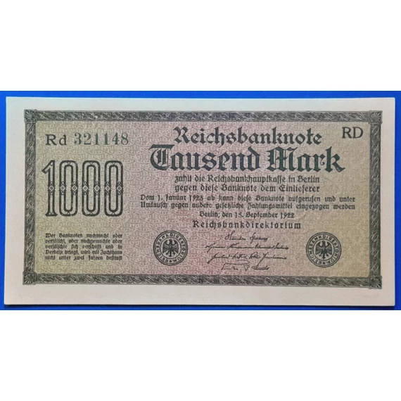 1922.   1.000 Mark UNC