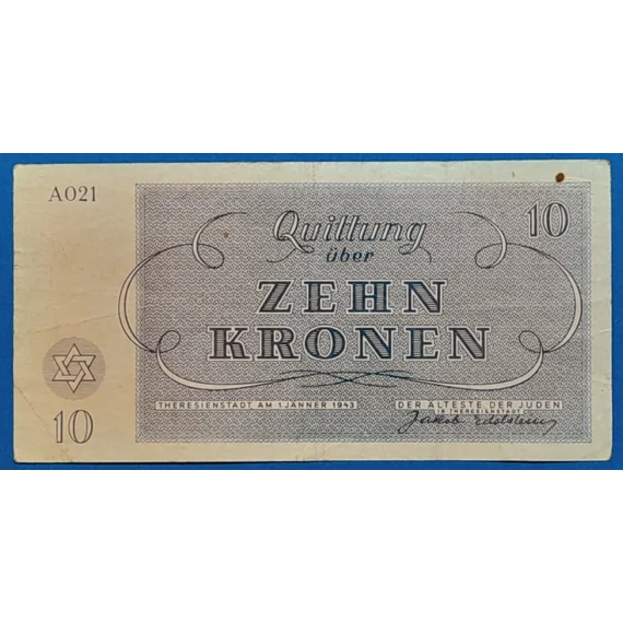 1943.  10 Kronen F Theresienstadt Getto