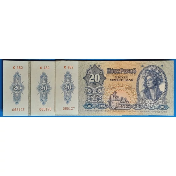 1941. 20 Pengő EF-VF "sorszámkövető 3 db"
