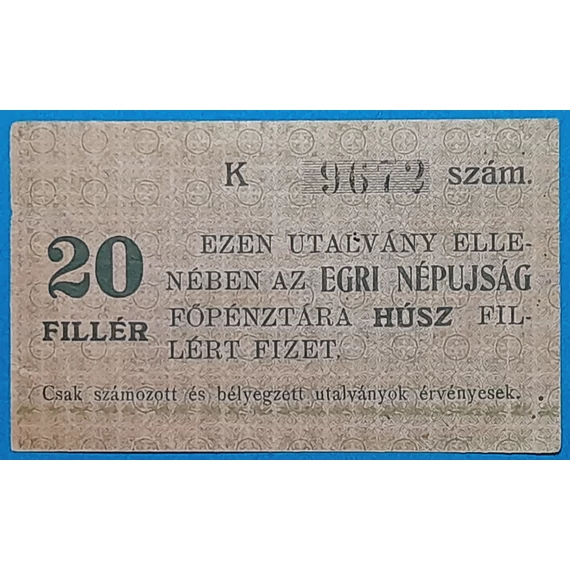 1919.   20 fillér Egri Népújság VF