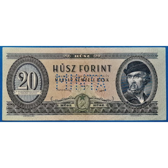 1949.10.24  20 Forint F "Rákosi címer" MINTA" perforációval