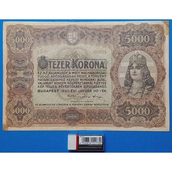 1920. 5.000 Korona F+  "nagy alakú" Orell Füssli nyomdahely jelöléssel