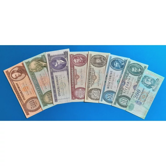 1962- 2003 -ig 8 db-os Forint sor, 10-5.000 Ft-ig,  VF+  -  F