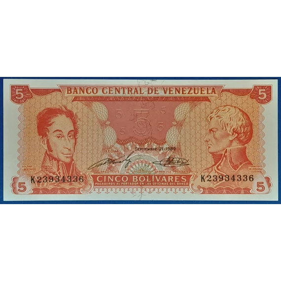 1989.  5 Bolívares UNC